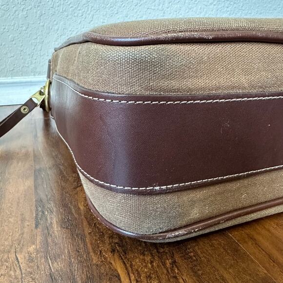 THE WHITE WING Bag Brown Canvas Leather Briefcase Messenger Crossbody Business - Picture 9 of 16